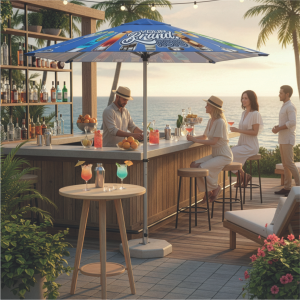 Umbrella 2m Sliding Hex Pole with Square 4 Panel Canopy